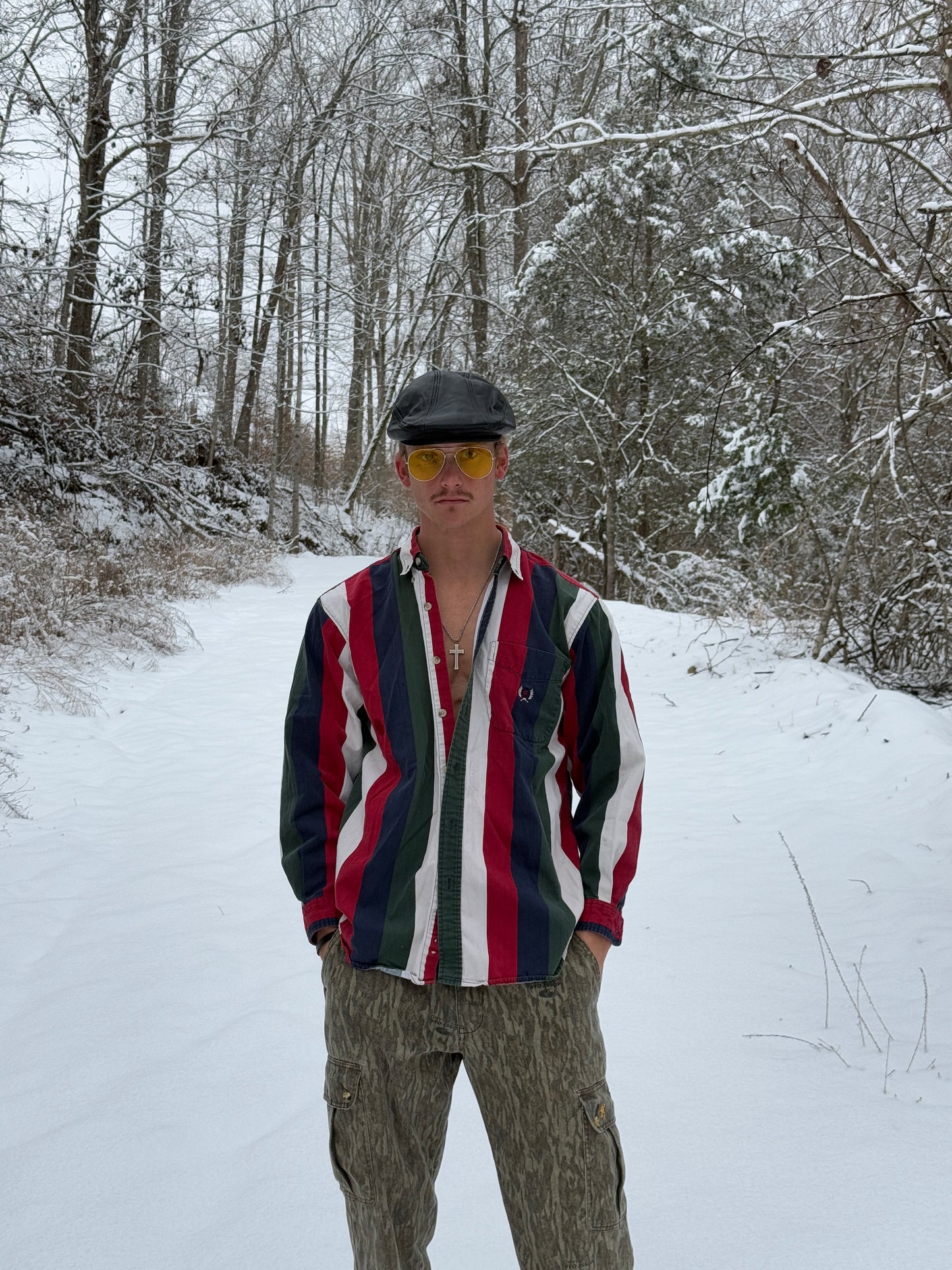 VINTAGE STRIPED 100% COTTON BUTTON UP