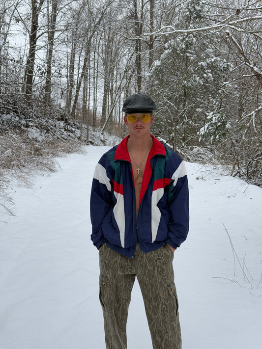 VINTAGE COLOR-BLOCK WINDBREAKER JACKET